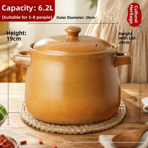 PINGDINGSHAQI | Uncoated Unglazed Clay Pot for Home Cooking Soups and Stews