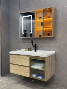 Bathroom Mirror Basin Cabinet Bathroom Sink Cabinet Cabinet Modern Light Luxury Vanity Basin Cabinet Integrated Ceramic Basin Bathroom Table Floor Hand Washing Washbasin Cabinet Set Bathroom Sink Combinat Package