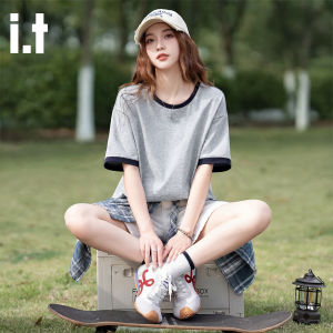 FINGERCROXX | Contrast Color American Style Cotton T-Shirt