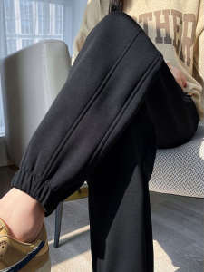 Womens High Waist Fleece Lined Thickened Loose Casual Pants Spring Autumn Winter Cargo Pants Slimming Effect Wide Leg Trousers