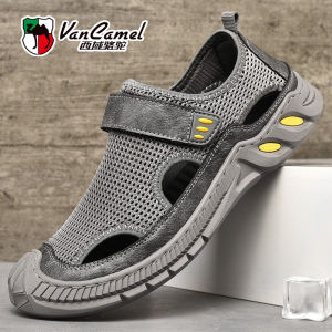 Paul Camel Mens Sandals Breathable Water Shoes Upgraded Version Summer Outdoor Beach Walking Shoes Slip-On Mesh Upper