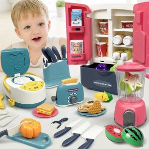 19Pcs Kids Cooking and Baking Playset Simulation Rice Cooker Microwware Gas Refrigerator Toy Pretend Play Kitchen for Boys & Girls