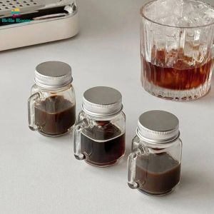 35ml Portable Mini Coffee Concentrate Dispensing Sealed Bottle with Handle Small Transparent Glass Storage Can