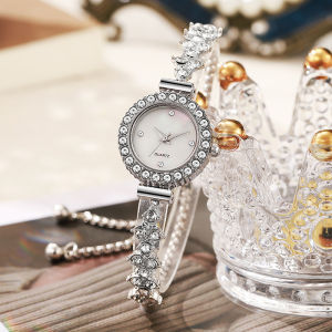 Ladies Watch niche Fashion Diamond-Encrusted Round Full Diamond Womens Learning Pull-Out Bracelet Quartz Watch