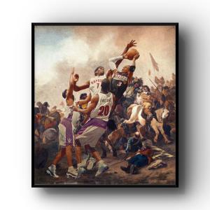 Modern Minimalist Basketball Artistic Decorative Painting Bedroom Sports Hanging Picture Retro Style Wall Art Trend Metal Framed