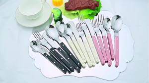 4pcs Mirror Dinner Fork Tableware Acrylic Clip Stainless Steel Handle Fork Set Western Dessert Cake Fruit Fork Kitchen Cutlery