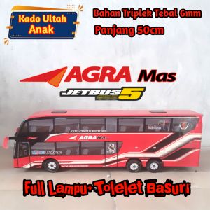 Miniatur bus Jetbus5 PO.AGRA MAS Super Double Decker Full lampu Tolelet basuri