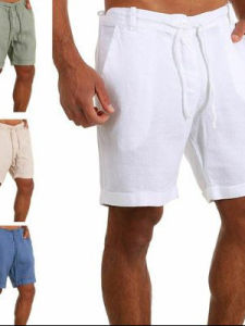 Cotton Linen Sports Shorts with Lace up Pure Color Youthful Style mid Waist Workwear Pants Straight Leg Summer Casual Shorts