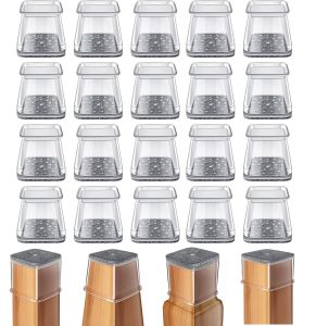 16 ชิ้นเก้าอี้ขาป้องกันสแควร์ ซิลิโคน Felt ขาเฟอร์นิเจอร์ Pads Caps สําหรับพื้นไม้เนื้อแข็ง