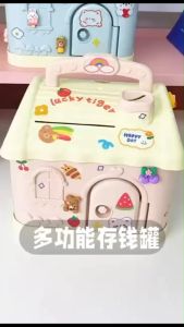Hut piggy bank cartoon piggy bank with lock anti-fall cute childrens piggy bank小屋存钱罐