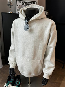 เสื้อสเวตเตอร์ฮู้ดคอกลมทรงหลวมสำหรับผู้ชาย ทรงหลวม แขนยาว เสื้อเชิ้ตฤดูหนาว สีพื้น ทรงหลวม แฟชั่นฤดูใบไม้ร่วง