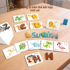 Đồ Chơi Xếp Hình Bằng Gỗ Montessori Cho Trẻ Em - Khối Hình Chữ Cái Số Trò Chơi Ghép Hình Phát Triển Nhận Thức Giáo Dục Sớm