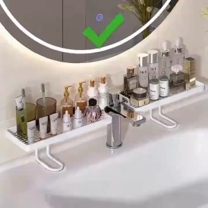 1pc Sink faucet shelfcounter top extended storage plastic rackiron wire draining rackbathroom vanity organizer