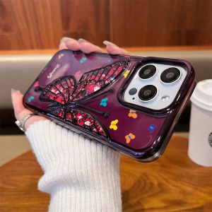 KISSCASE Luxury Plating 3D Butterfly Painted Phone Case For iphone 15 14 13 12 Pro Max INS Style All-inclusive Soft TPU Anti-fall Shockproof Back Cover For iphone 15 14 13 12