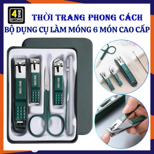 Hộp 6 Món Bấm Móng Tay Đa Năng Kèm Kéo Tỉa  Phao Dũa  Ráy Tai Chuyên Nghiệp Tại Nhà - Dụng Cụ Chăm Sóc Móng Tay Cá Nhân / Bộ Cắt Bấm Dũa Móng Tay