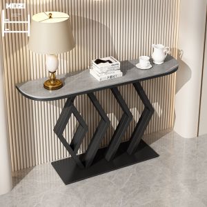 Minimalist Console Tables New Chinese Super Narrow Console Accessible Luxury Stone Plate Entrance Foyer Wall Side Table Semicircle Entrance Cabinet