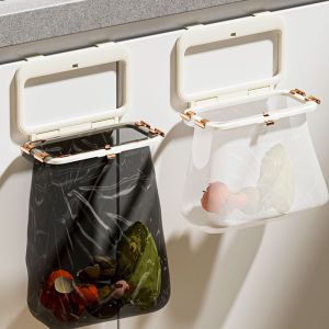 ​Hanging Trash Bag Holder Wall Mounted Garbage Hanging Bag Kitchen Punch-free Trash Storage Rack Foldable Garbage Bag Holder