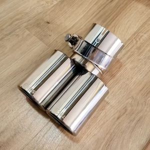 Chụp Ông Đôi Đuôi Bô Xe Ô Tô Inox Sáng Bóng Cong 45 Độ Đường Kính Vào 6.7cm Đầu Ra Ống Xả Lắp Đặt Dễ Dàng Điều Chỉnh