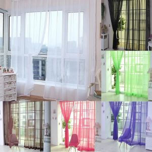 European and American style white Window Screening Solid Door Curtains Drape Panel Sheer Tulle For Living Room