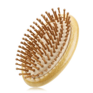 1 Pc Portable Eco-Friendly Bamboo Hair Comb Wooden Round Hair Brush Scalp Massager Anti-Static Hairbrush for Women Men and Kids