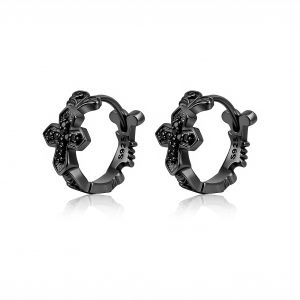 GUDUD | Mens Silver Cross Earrings Stylish Simple