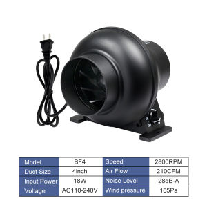 Quạt Thông Gió Ống Dẫn EC 4 Inch Với Bộ Điều Khiển Tốc Độ Có Thể Điều Chỉnh Dùng Cho Hệ Thống Làm Mát Nhà Kính Quạt Gắn Ống Dẫn Tiết Kiệm Năng Lượng 18W