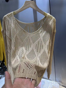 Áo Thun Dệt Kim Lụa Mùa Hè Tay Dài Cổ Tròn Dáng Rộng Thanh Lịch Cho Nữ Chất Liệu Polyester Phong Cách Đường Phố Thường Ngày