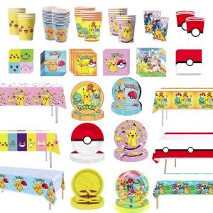 Beast Kingdom | Pokemon Pikachu Party Decoration Tableware Set Paper Cup Plate Napkin Tablecloth Birthday Supplies Multiple Styles Available