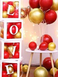 กล่องลูกโป่งสีทองใส กล่องลูกโป่ง Baby Surprise กล่อง Love Package งานแต่งงาน วันเกิด งานปาร์ตี้ตกแต่ง ตัวอักษรการ์ตูนสุดน่ารัก