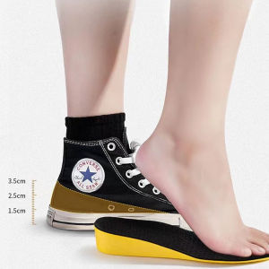 Makayo แผ่นเสริมส้นรองเท้า เพิ่มส่วนสูง 1.5cm 2.5cm 3.5cm เพิ่มความสูง ใส่ในรองเท้า รูระบายอากาศ Black Heightened insoles