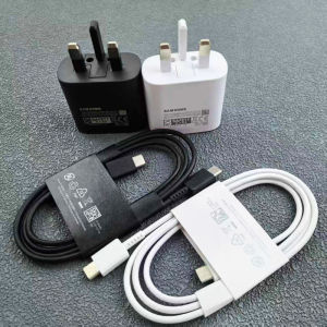 Samsung | Samsung 25W UK Charger PD USB C Super Fast Charge Adapter For Galaxy Z Flip Fold 7 6 S24 S25 Ultra M53 M52 +1/1.8M Type C Cable