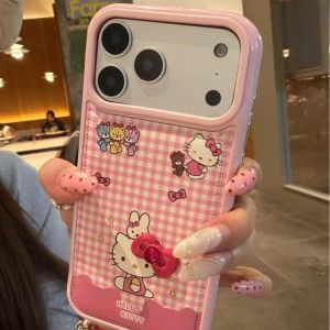 For Pink grid Kitty cat bear rabbit suitable for Huawei mate70pro mobile phone case P80/P70nova14 h260705