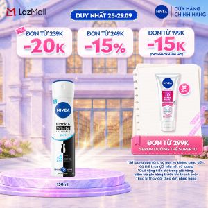 Xịt Ngăn Mùi NIVEA Black&White 5in1 Ngăn Vệt Ố Vàng (150 ml) - 82230