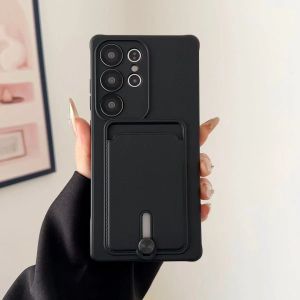 Card Bag Slot Holder Wallet Phone Case for Samsung Galaxy S25 Ultra S24 Plus S23 FE A55 A56 A36 A06 A16 A07 A17 Silicone Cover