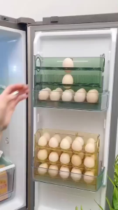 ชั้นวางไข่ ในตู้เย็น วางซ้อนได้ ที่ใส่ไข่ กล่องใส่ไข่ เข้าตู้เย็นได้3 ชั้น ความจุ 30 ฟอง กล่องเก็บไข่ PET ประหยัดพื้นที่ในตู้เย็น ใช้งานง่าย