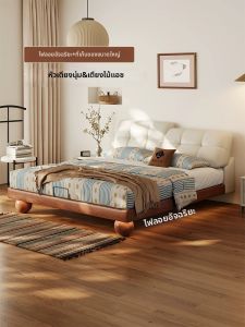 MEIZHAISHENGHUO | Soft Padded Real Leather Adjustable Double Bed