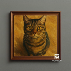 Tranh Nghệ thuật "Chú Mèo Biết Lỗi" VIETSMART ART - Acrylic 40 x 40cm