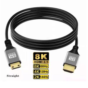 8K HDTV Cable Mini/Micro HDMI-Compatible 8K UHD Cable Left/Right Angle HD Port Thin Cord for Laptop Camera Tablet Camcorder