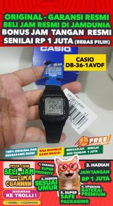 CASIO ORIGINAL - CASIO DB-36-1AV - MEN - Hitam - Rubber - Jam dunia JD18ST  Jam Tangan Pria Cowok Anti Air Digital Analog + CASIO DB 36 1A DB-36 36 DB36 DB-36-1A $ WR5 STR SD7 HT7