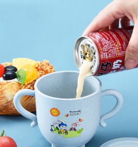 ปลอดภัย ถ้วยน้ำสำหรับเด็กขวดมีหลอดแก้ว แบบมีหลอดลาย 270 มล