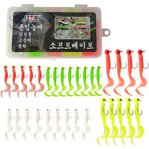 Bộ Dụng Cụ Câu Cá Biển Mềm FTK 31 Món/bộ Bao Gồm Móc Jig Mồi Giả Dạng Sâu Tôm Silicon Mồi Giả Bơi Cho Biển Sông Hồ