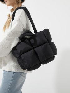 Womens Bag 2023 New Arrival Winter Cotton Dress down Large Capacity Bag Shoulder Satchel Cotton Bag Western Style Fancy