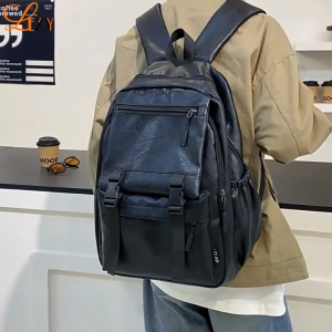 LEXY Tas Ransel Pria PU Punggung Backpack Anti Air Tas Sekolah  Korea Style Wanita 15 inch