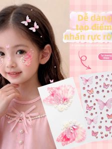 Self-Adhesive Fairy Mesh Butterfly Pearl & Crystal Facial Makeup Stickers