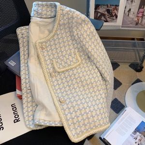 French Style Plaid Loose Versatile Short Coat