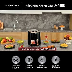 Nồi chiên không dầu 5.5 Lít cơ nhập khẩu FUJIHOME A5B bếp chiên không khí cơ chống dính cao cấp- tặng kèm kẹp gắp inox