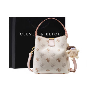 Clever&Ketch Feminine Bucket Bag Womens Fashionable Handbag Shoulder Bag Crossbody Bag Printed Design Casual Leisure Bag
