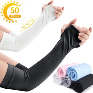 Ice Silk Sleeve Sunscreen Cuff Arm Sleeves Long Gloves Sun UV Protection Hand Protector Cover Anti-Slip Summer Outdoor Riding