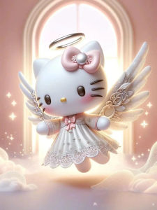 TOPTOY | Hello Kitty Cute Pink Cat Paint By Numbers Kit Adults Beginner DIY Canvas Stress Relief Home Wall Decor Craft Birthday Gift