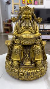 Tượng Ông Phát Bằng Đồng Ôm Thỏi Vàng Tài Lộc Cao 40cm DxRxC: 30x30x40cm. Nặng 8.5kg